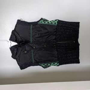 Free People Puffy Vest w/ Sweater Hood and Trim